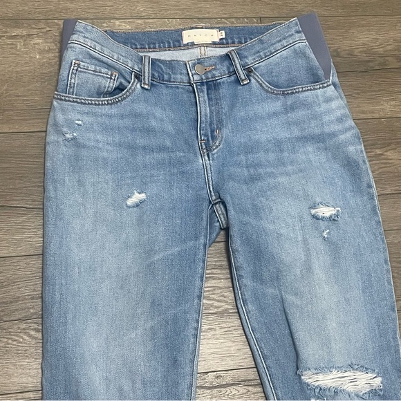 Hatch The Boyfriend Maternity Jeans Destroyed Light Wash Sz 25 - Picture 5 of 11